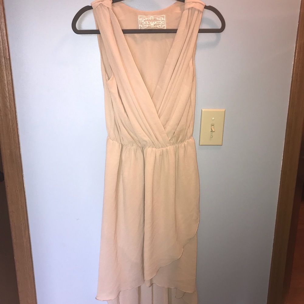nude high/low dress